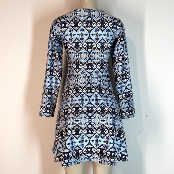 Kaeli Smith Long Sleeve Print Dress Blue XS - Picture 6 of 7